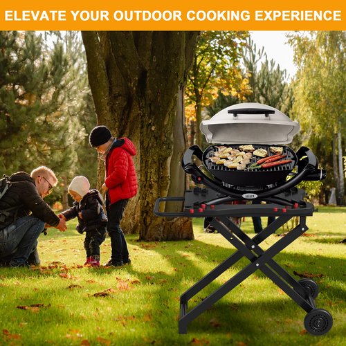 Foldable Grill Stand with Transport Handle for Weber Outdoor Electric Q Series Portable Grill Cart Table for Weber Q1000 Q1200 Q2000 Q2200 Gas Grills