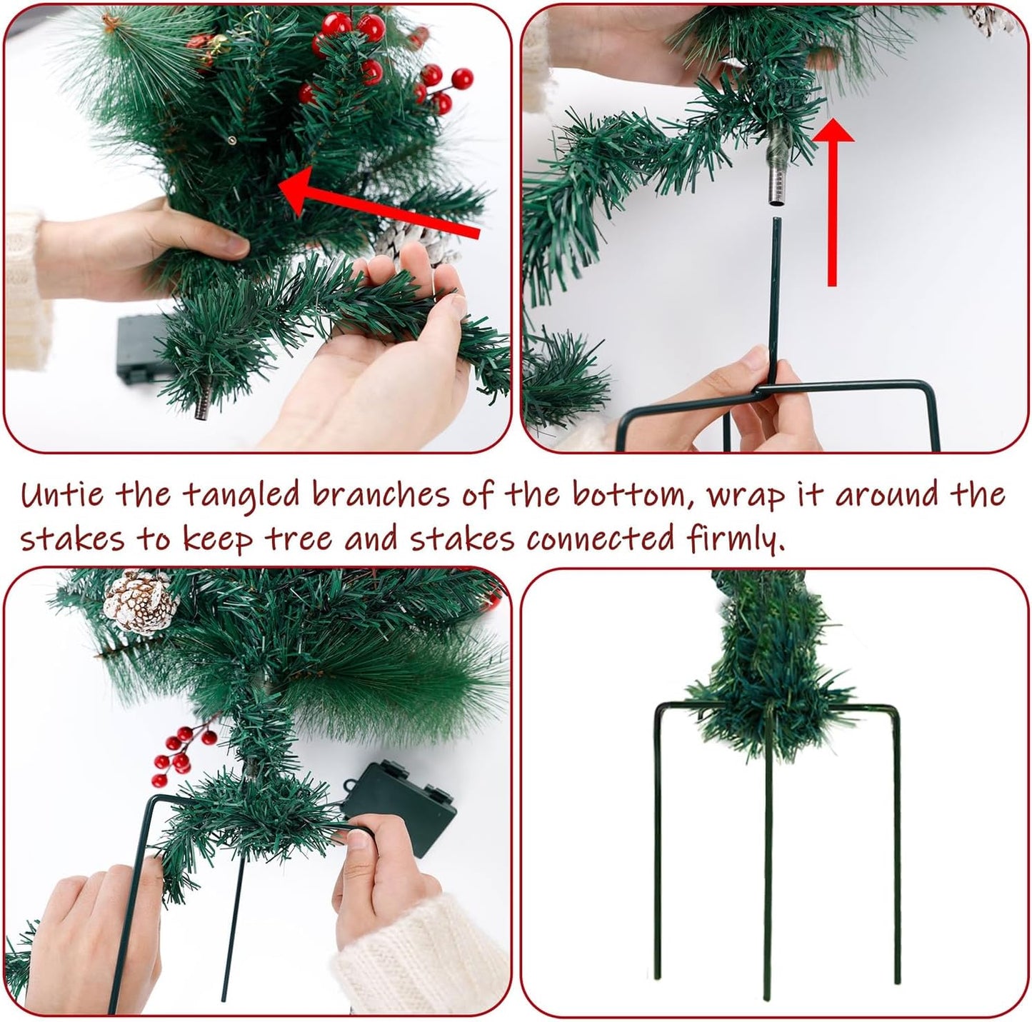 Juegoal 30-Inch Pre-Lit Pathway Christmas Trees - 2 Pack with 60 LED Lights & Ornaments | Battery Operated Holiday Décor