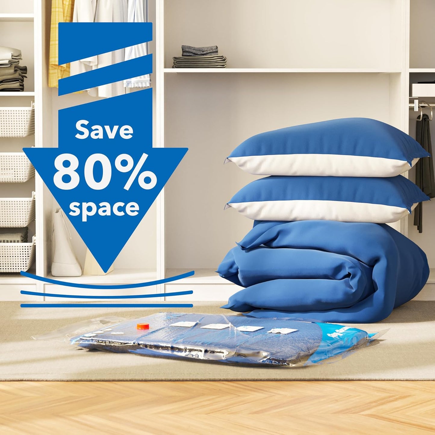 MEIQIHOME Vacuum Storage Bags - Space Saver Sealer for Clothing, Pillows & Bedding | 6 Large Bags