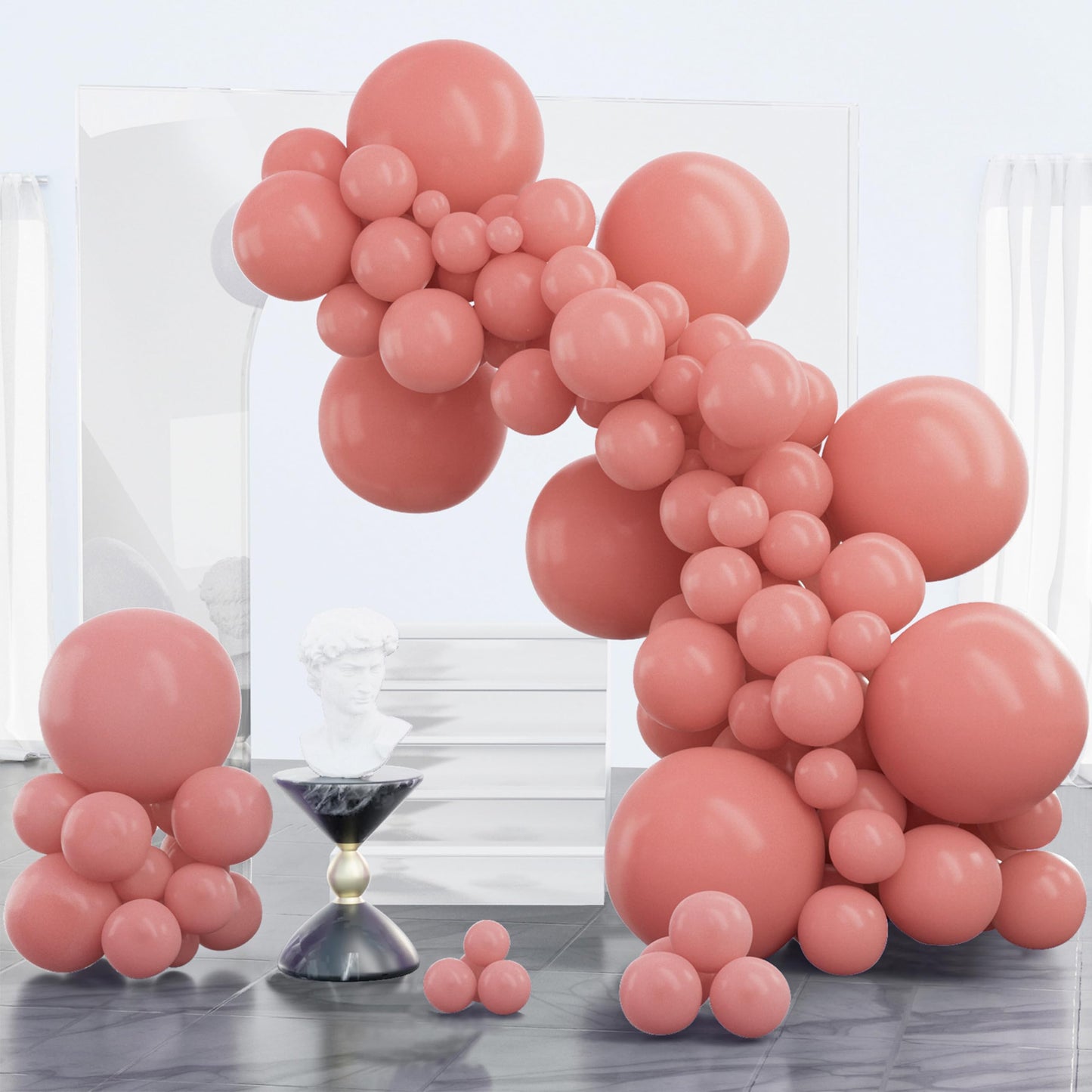 PartyWoo Dusty Pink Balloons 100pcs Different Sizes of 18 12 10 5 Inch Blush Pink Dusty Rose Boho Netural Balloon Arch Kit Garland for Baby Shower Princess Girl Birthday Party Decorations Pink-F01