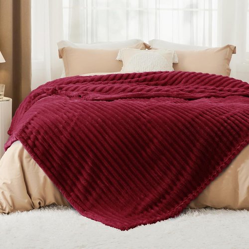 Bedsure GentleSoft Fleece Blanket - Cozy Red Throw for Couch, Perfect Size 108x90 Inches