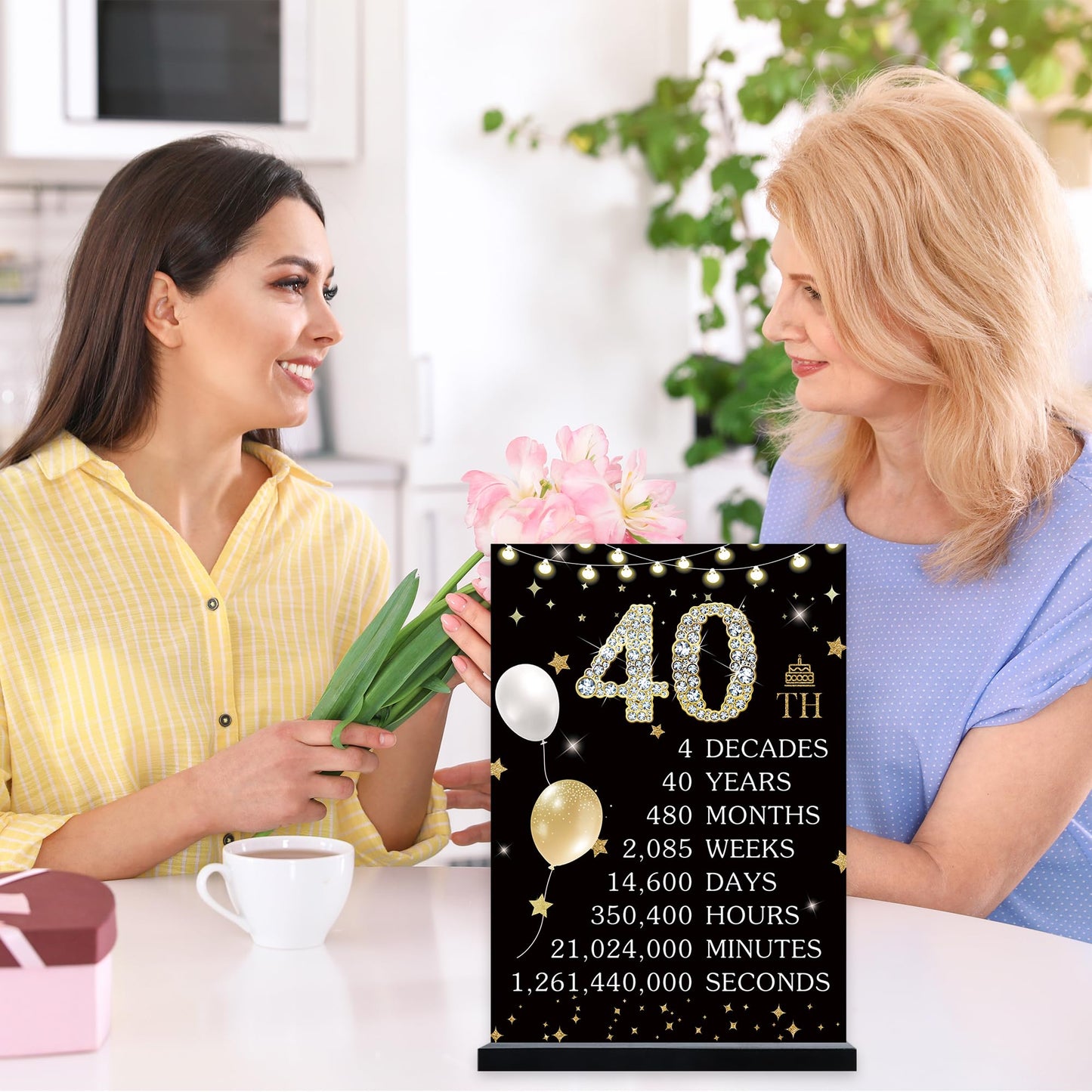 Roetyce 40th Birthday Decorations Gift for Women Men, Black Gold Back in 1986 Poster Acrylic Sign Centerpiece(1PC Duplex Printing), 40th Anniversary Table Decor, 40 Years Old Birthday Party Supplies