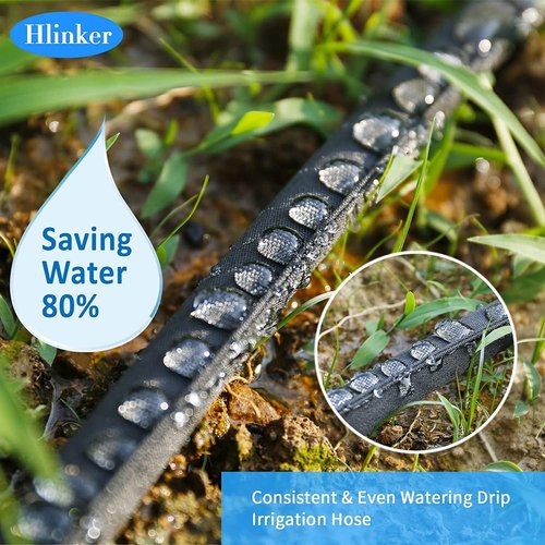Hlinker 2025 Flat Soaker Hose - 15 Ft Linkable Drip Hose with Stake | Efficient Garden Irrigation System