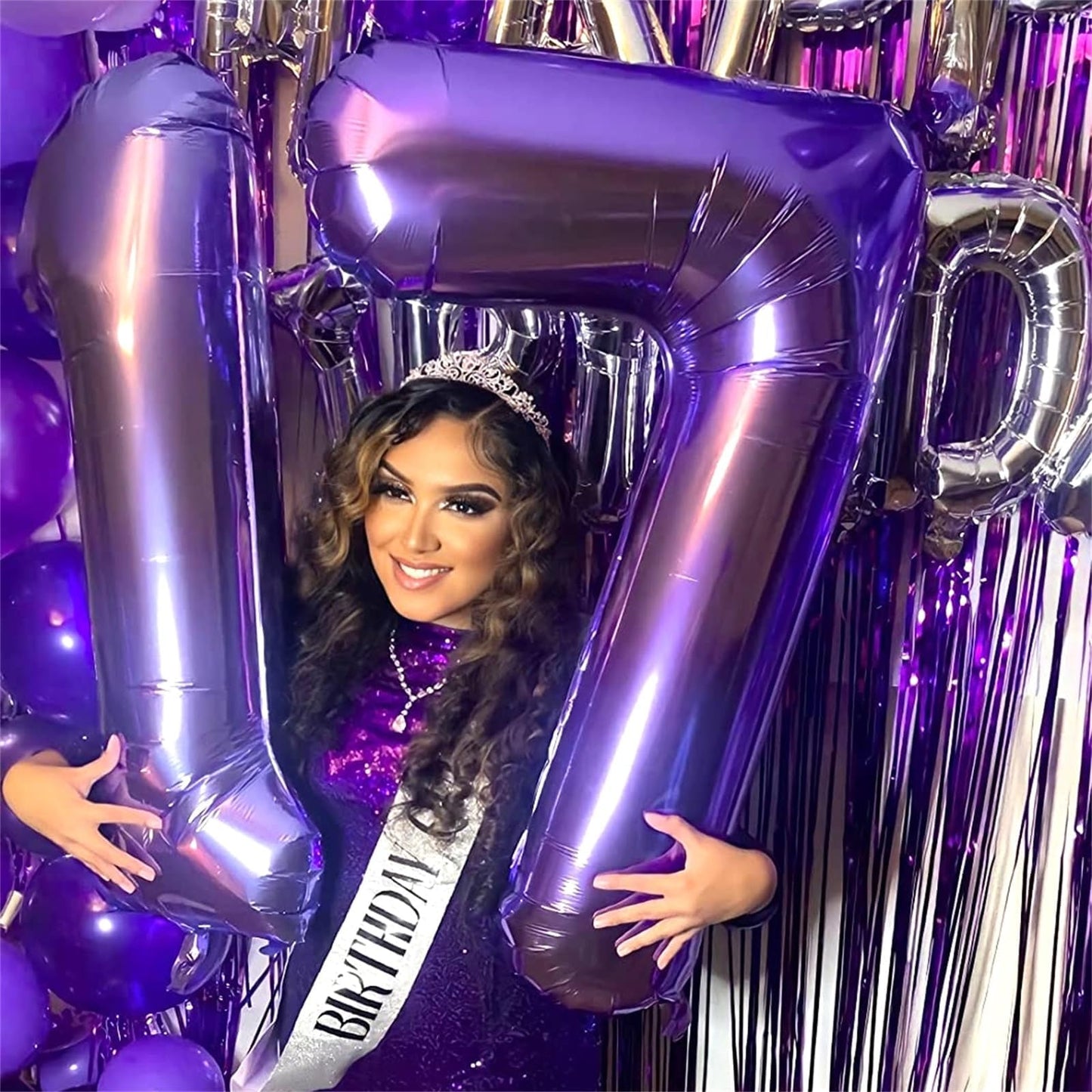 Purple Number 40 Birthday Balloons, 40 Inch Large Purple Mylar Foil Number 4 and 0 Balloons for Women, 40th Birthday Balloons for 40 Year Old Birthday Anniversary Party Decorations Supplies