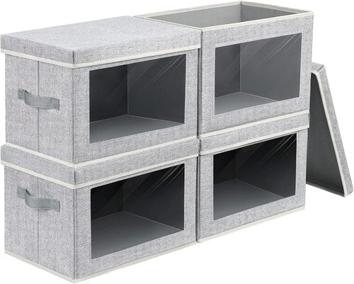 Homsorout Fabric Storage Bins - Large Storage Cubes with Lids & Windows | 4-Pack for Closet & Office