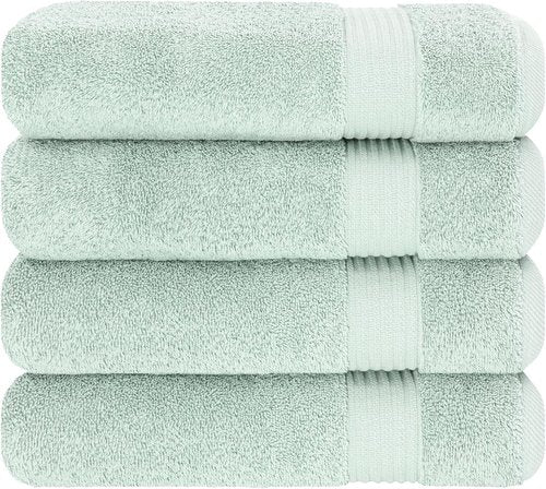 Cotton Paradise Extra Large 4-Piece Turkish Bath Towel Set - 100% Soft Plush Cotton | Mint Green
