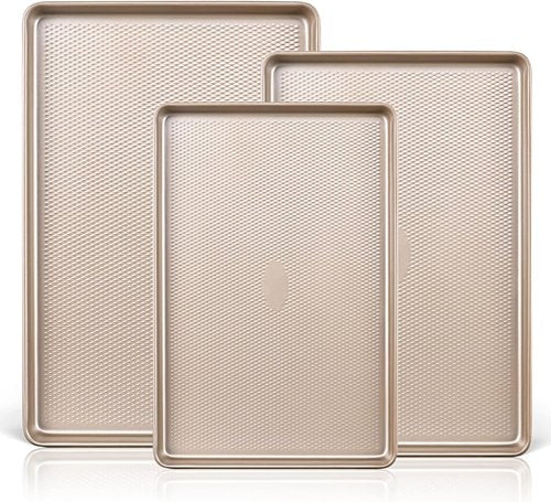 HONGBAKE Half Cookie Sheet - 17.5x12 Inches Baking Pan Set for Perfect Cookies & Jelly Rolls