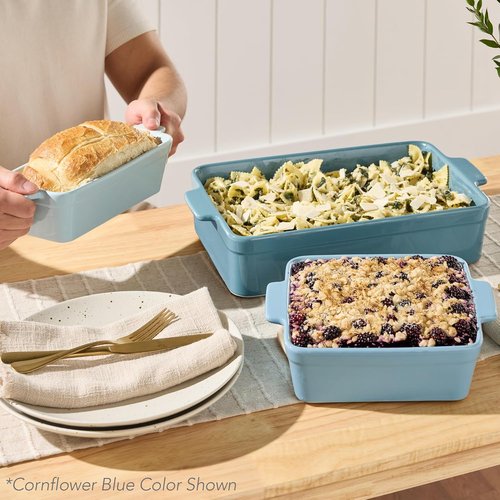 Best Choice Products 3-Piece Ceramic Bakeware Set | Stoneware Casserole Dishes - 9x12, Loaf Pan & 8x8 Baking Dish in Mushroom Beige