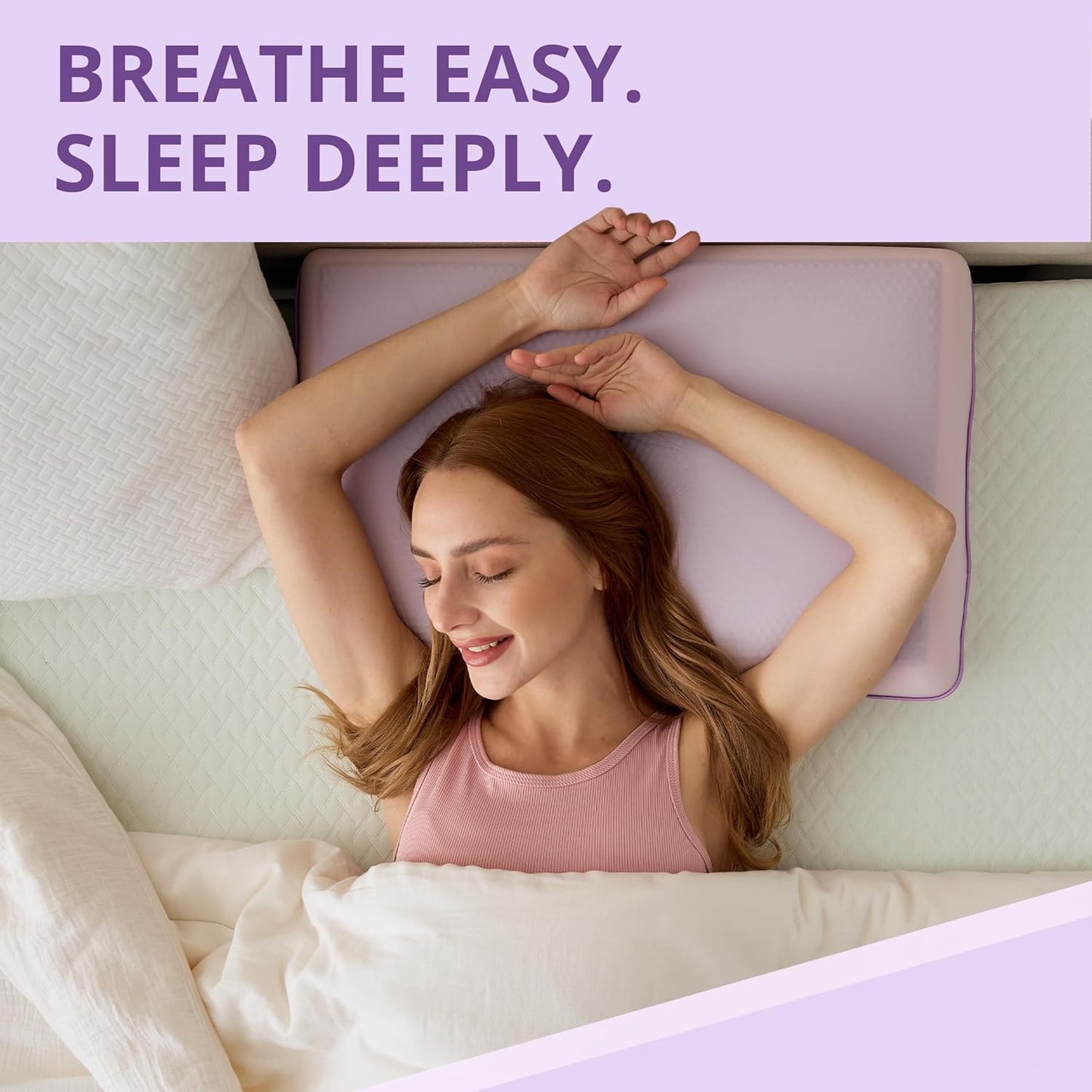 Purple Cooling Pillow - Gel Memory Foam with Reversible Cover | Neck Support for All Sleep Positions