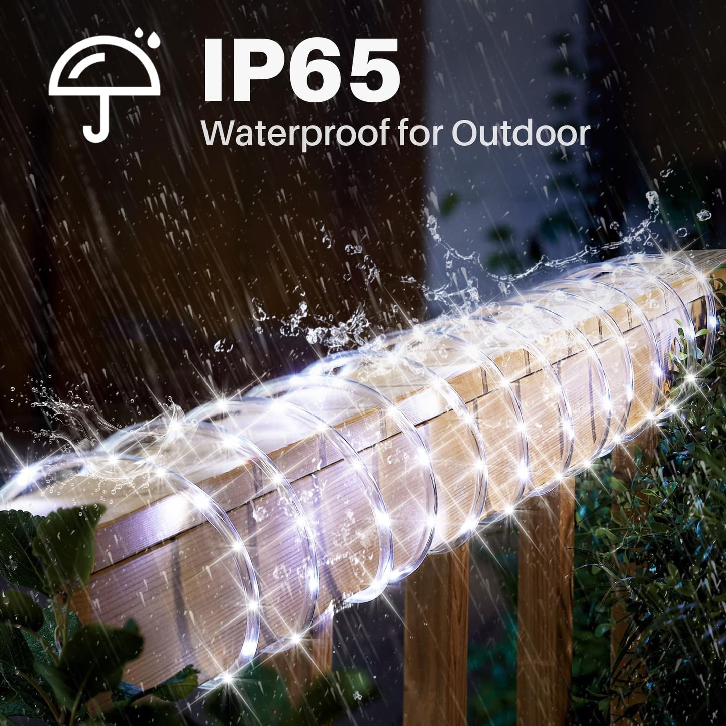 SHGPODA 66ft/20m 720 LEDs Rope Lights, Cool White Rope Light Outside, Waterproof Rope Lighting for Indoor Outdoor, Plug in Flexible Connectable Decor Lights for Garden, Patio, Pool, Bedroom (6000K)