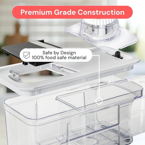 Fullstar Mandoline Slicer - 4-in-1 Vegetable Chopper & Cutter with Container | Black/White Kitchen Essential