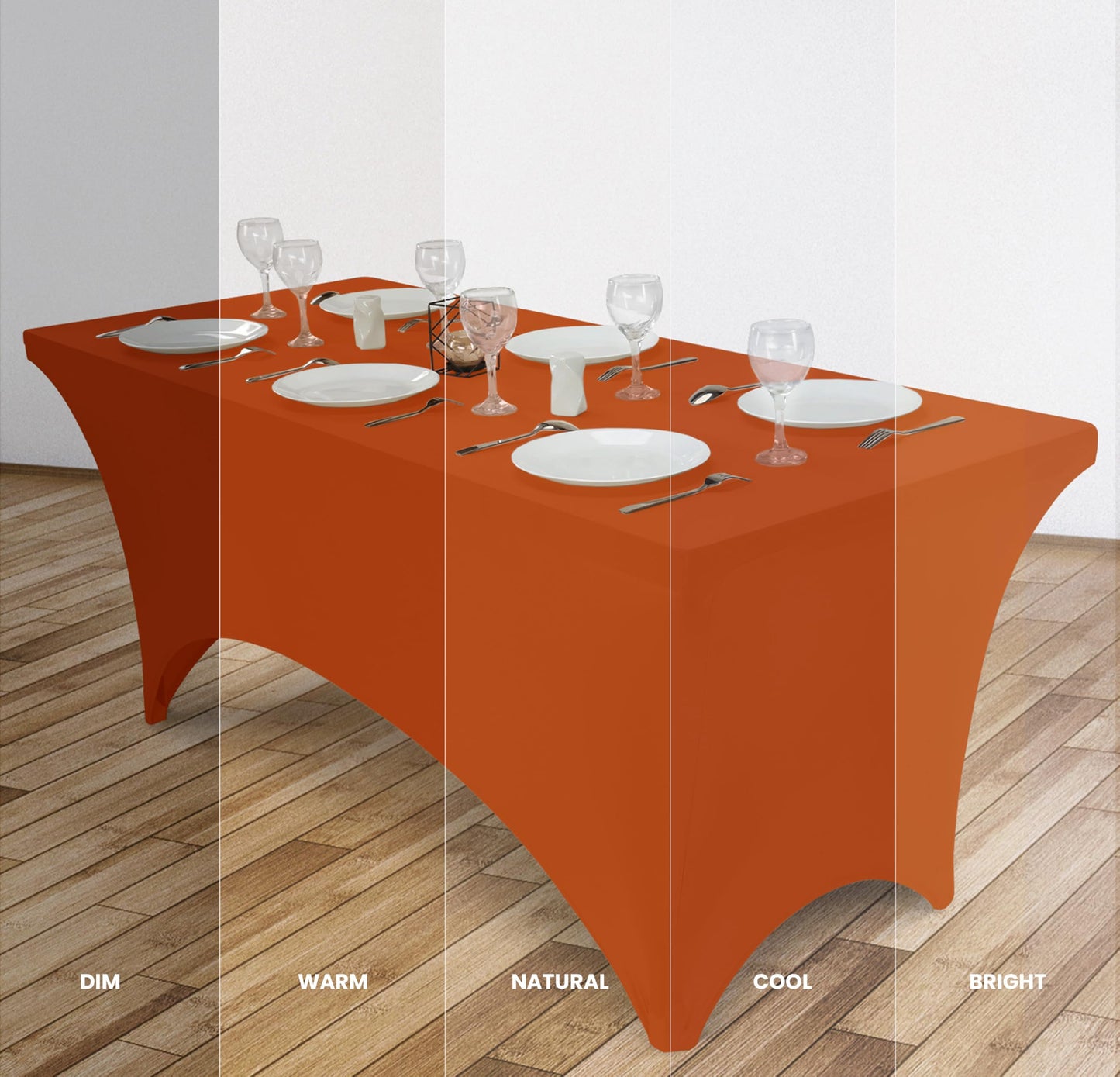 Utopia Kitchen Spandex Tablecloth 10 Pack [6FT, Orange] Tight, Fitted, Washable and Wrinkle Resistant Stretch Table Cloth Rectangle Cover for Trade Show, Weddings & Parties [72Lx30Wx30H Inch]
