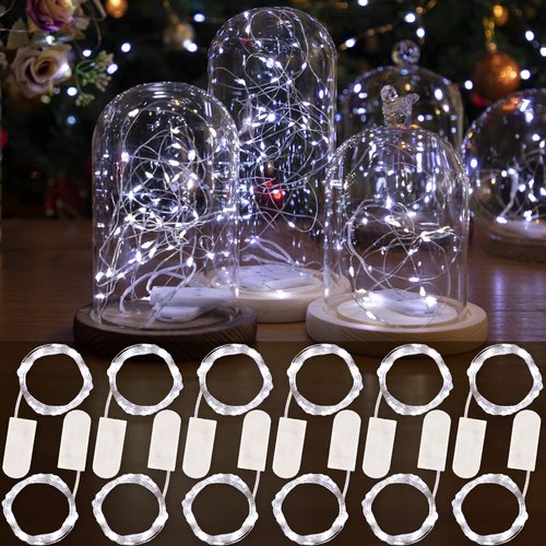 HXWEIYE 12 Pack Fairy Lights Battery Operated, 7ft 20LED Mini Twinkle String Light for Mason Jar DIY Wedding Table Centerpieces Party Bedroom Christmas (White)
