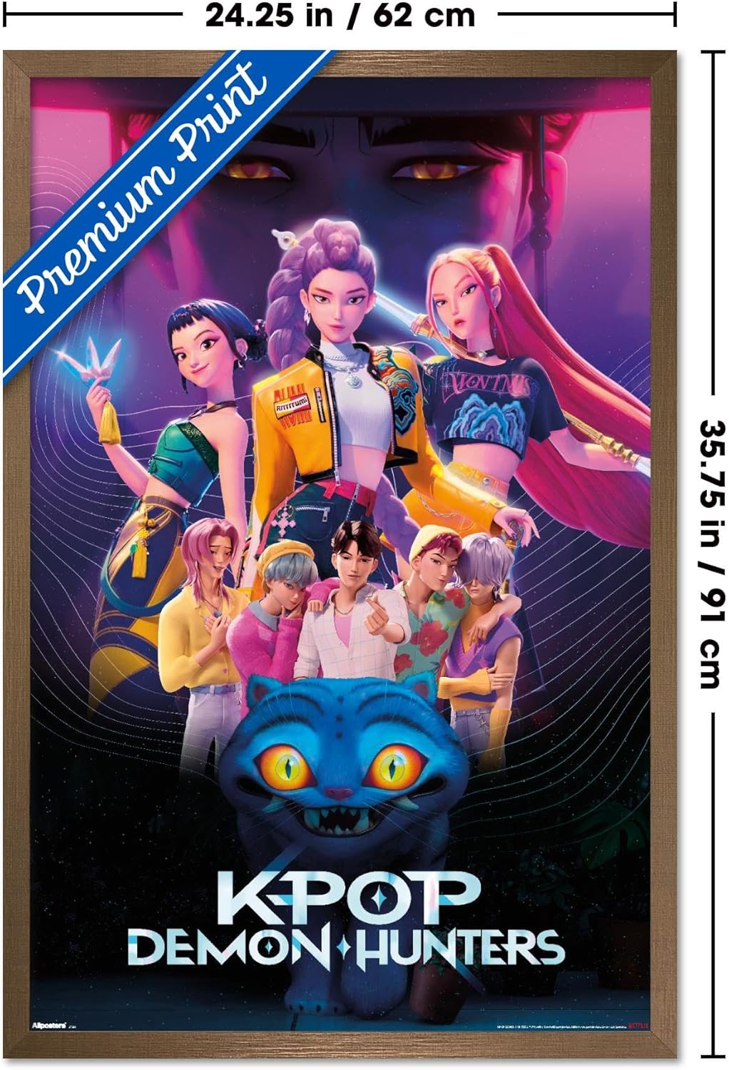Netflix KPop Demon Hunters Wall Poster - Framed Bronze Edition, 34L x 22.4W