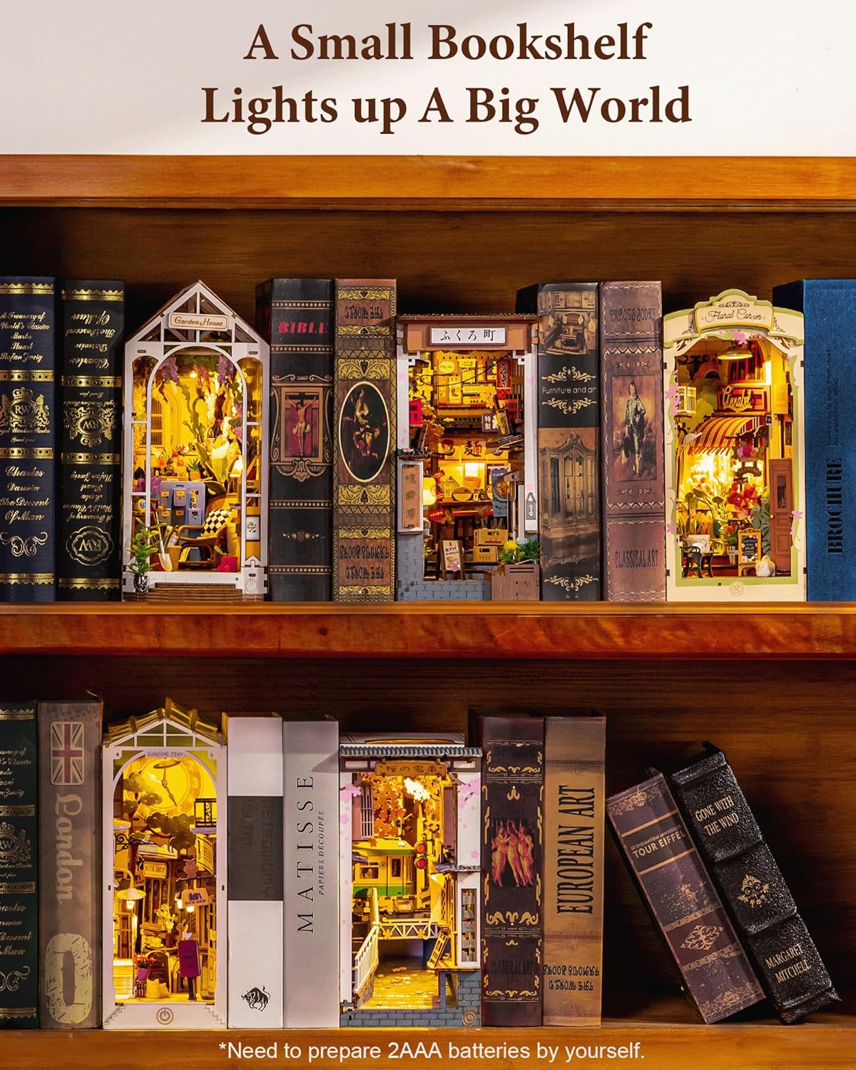Rolife Book Nook Kit - Sakura Wine Alley 3D Wooden Puzzle | Japanese-Inspired Miniature Dollhouse Decor for Book Lovers