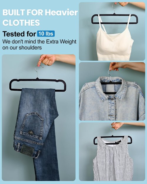 HGYZE Velvet Pants Hangers with Non Slip Bar, 20 Pack Felt Trouser Hanger, Perchas Terciopelo, Percha para Pantalones with 360° Swivel Hook for Spaghetti Strap Dresses, Shorts, Jeans, Slack, Black