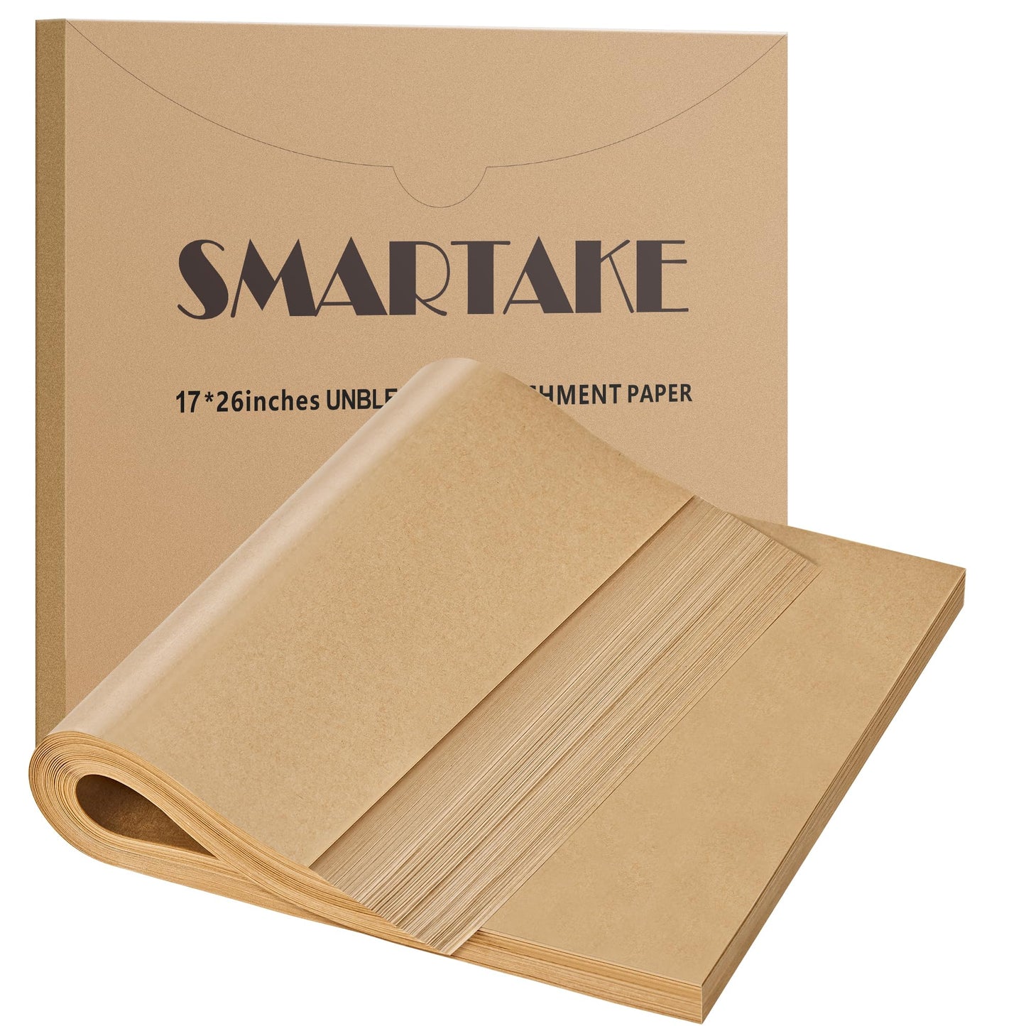 SMARTAKE 200 Pcs Parchment Paper Baking Sheets, 17x26 Inches Non-Stick Precut Baking Parchment, for Baking Grilling Steaming Bread Cup Cake Cookie and More (Unbleached)