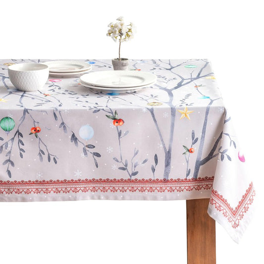 Maison d' Hermine Table Cloth Square Table 100% Cotton 60 x 60 Inches Fall Tablecloth Reusable Everyday Use for Thanksgiving Christmas Decorations Dining Farmhouse Party (Fairy Christmas)