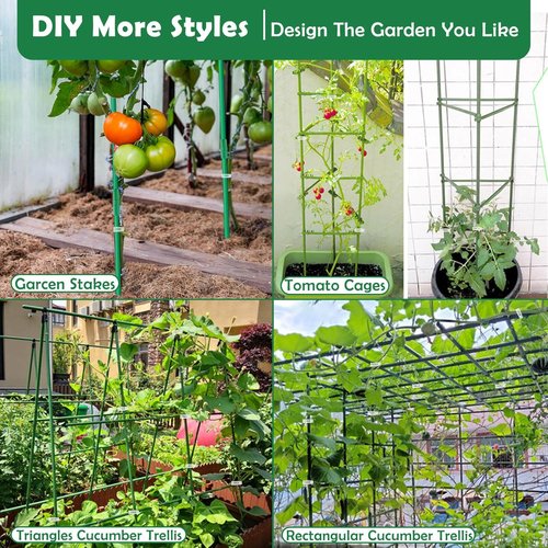 Cludoo 94PCS Garden Stakes Set - Durable Fiberglass Plant Supports for Tomatoes & Vegetables | 4ft-7ft
