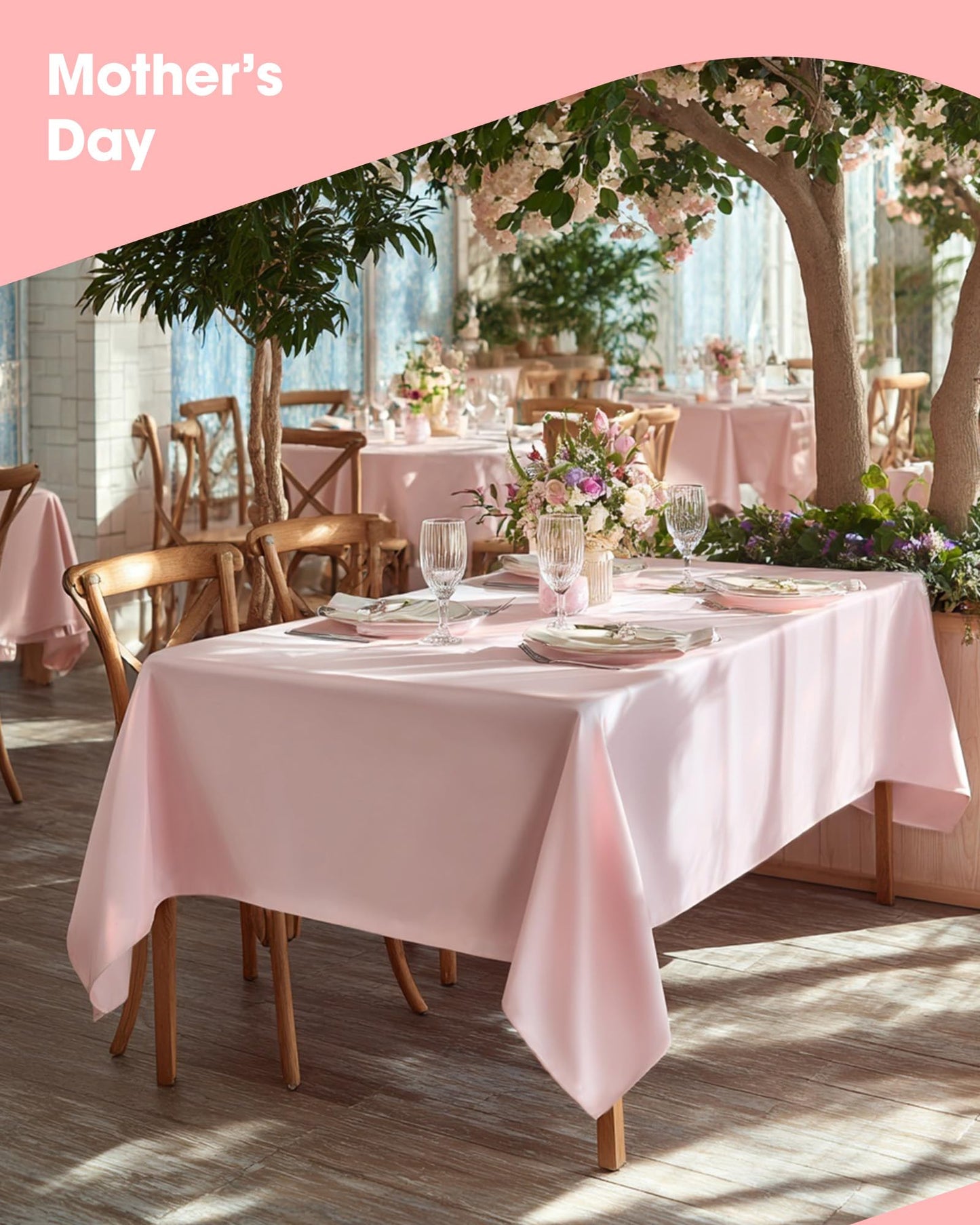 Niuara Pink Plastic Table Cloth - 4 Pack 54" × 108" Rectangle Disposable Tablecloths for 6FT Tables, Table Cover for Party, Valentines, Mother’s Day, Holiday & Gathering Use