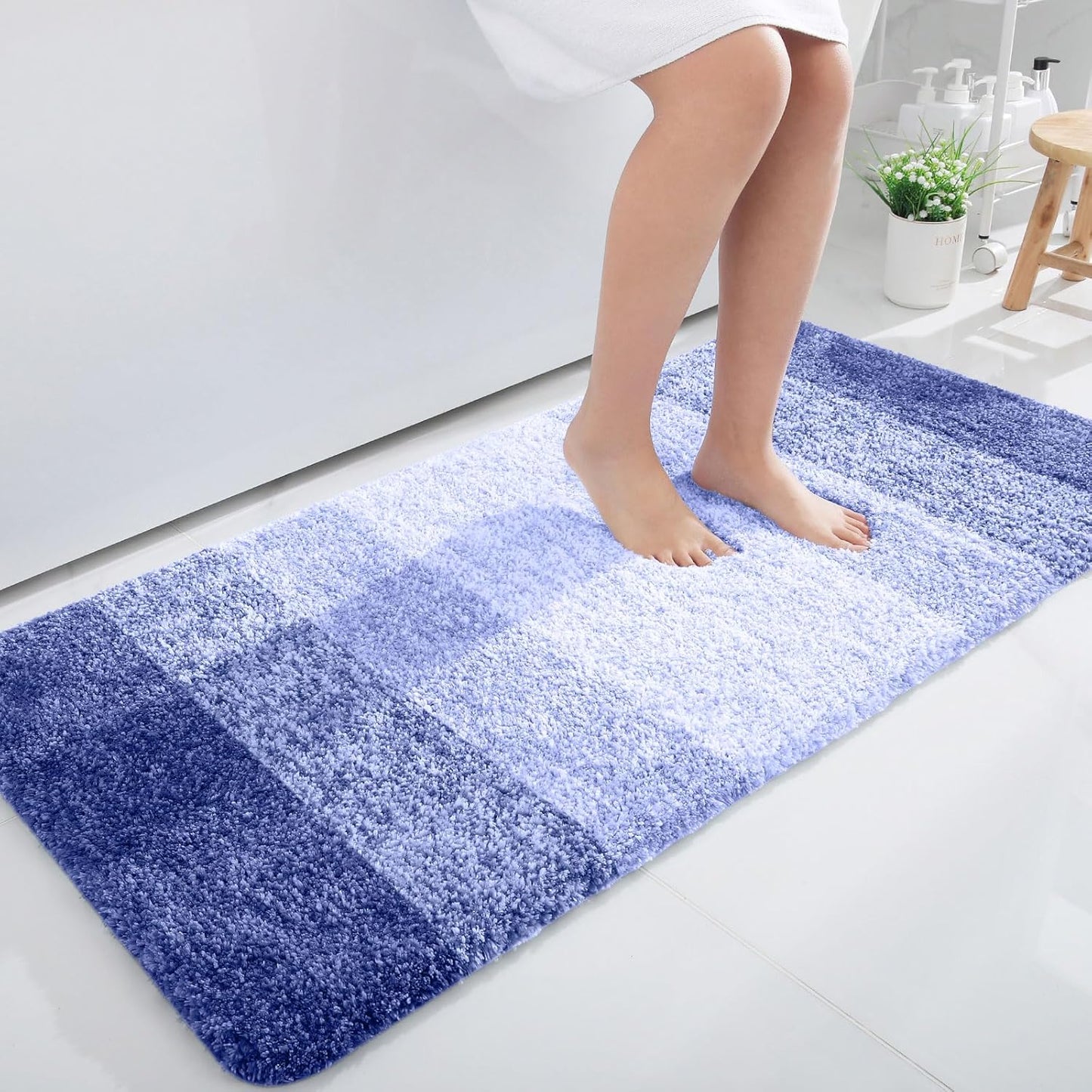 OLANLY Large Bathroom Rugs - Extra Soft Absorbent Microfiber Mat | Quick Dry, Machine Washable, 45x27, Blue-Violet