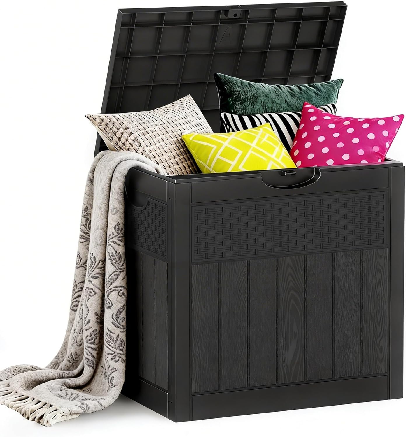 ZYJOYY 33 Gallon Waterproof Outdoor Storage Box - Lockable Resin Deck Box for Cushions & Garden Tools