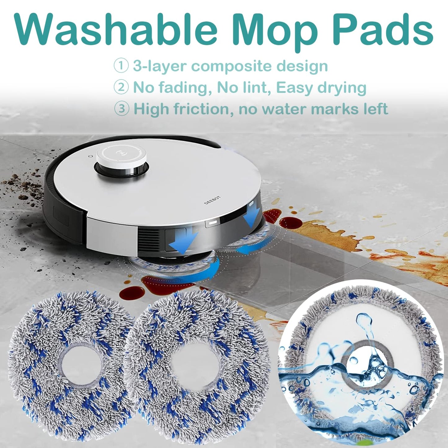 DEEBOT X2 Omni Replacement Parts for ECOVACS DEEBOT X2 Omni / X2 / X2 Pro / DEX86 Robot Vacuum, 2 Main Rubber Brush,4 Side Brush,4 Hepa Filters,4 Dust Bags,4 Mop Cloths