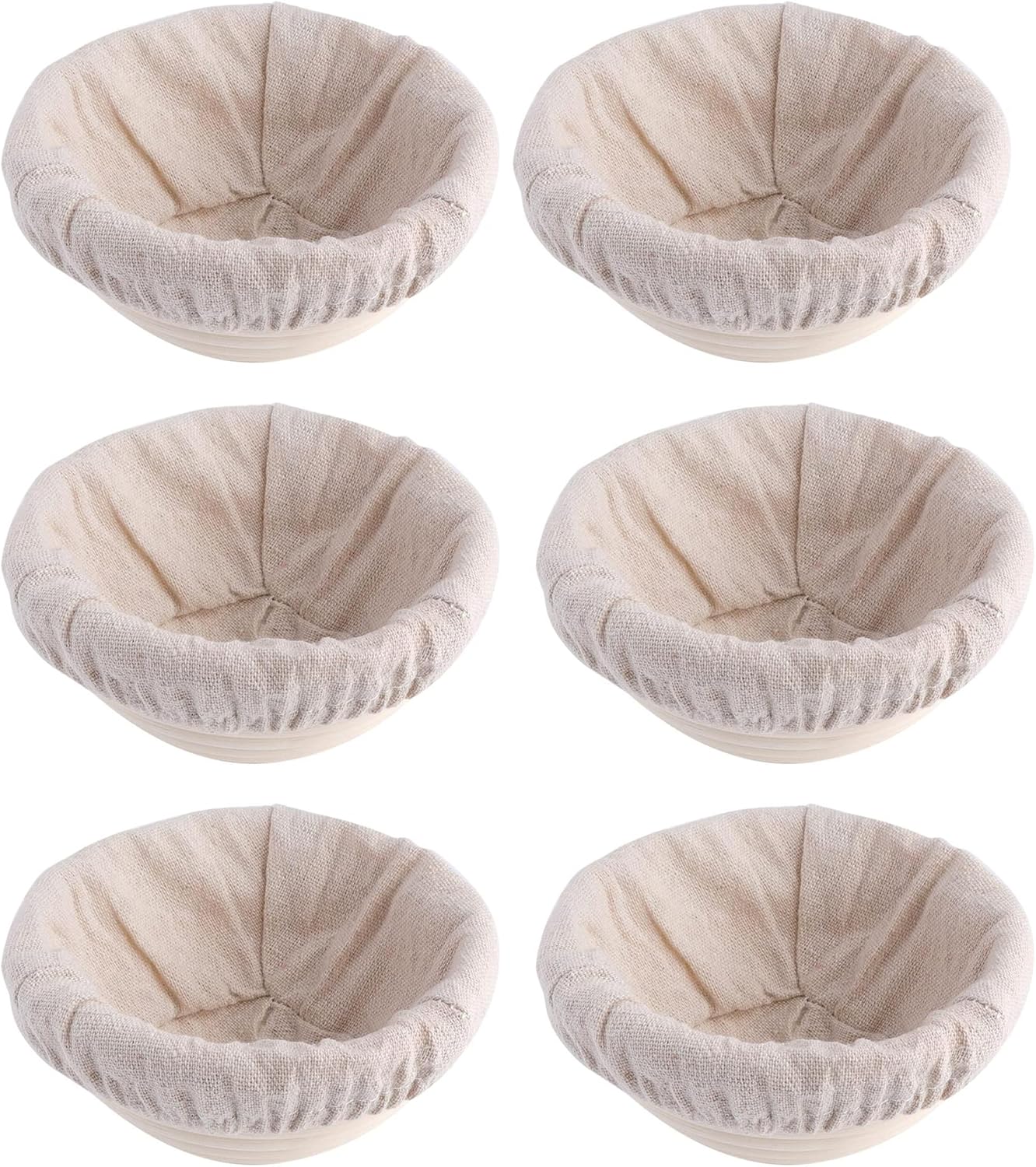 Skiennix 5-Inch Round Banneton Basket - Ideal for Bread Proofing & Sourdough Baking | 6 Pack