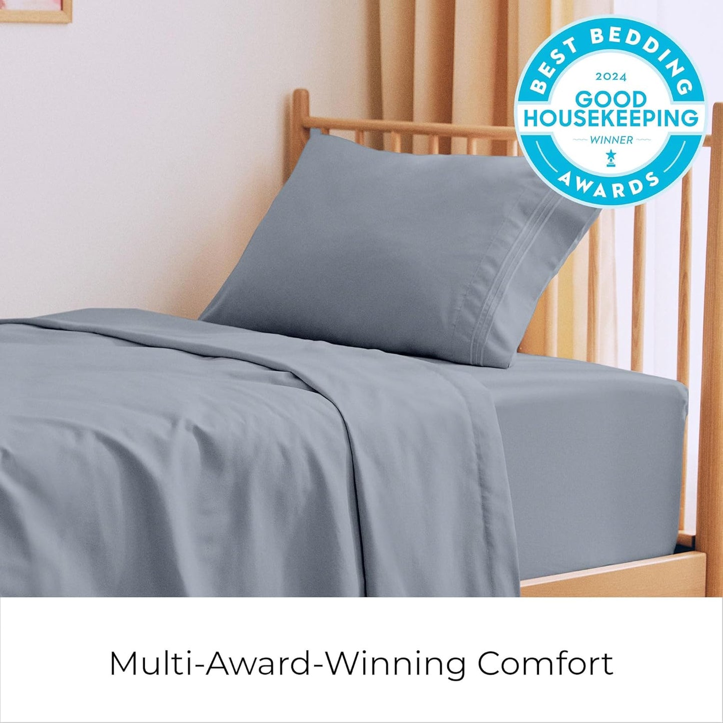 Mellanni Twin Sheets Set - 3 PC Hotel Luxury Bedding | Extra Soft, Cooling, Wrinkle-Resistant (Mineral Gray)