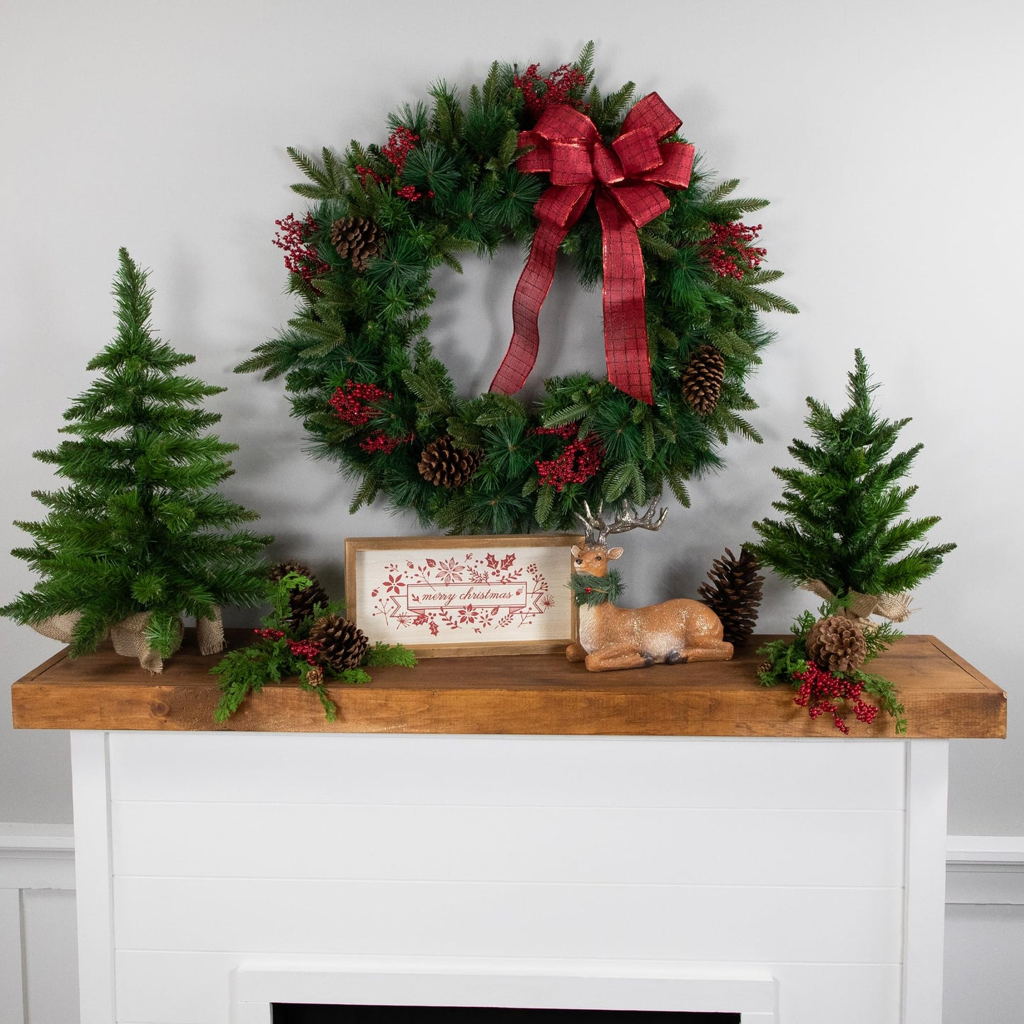 Northlight Flocked Rosemary Emerald Angel Pine Artificial Christmas Wreath Unlit, 30", Green