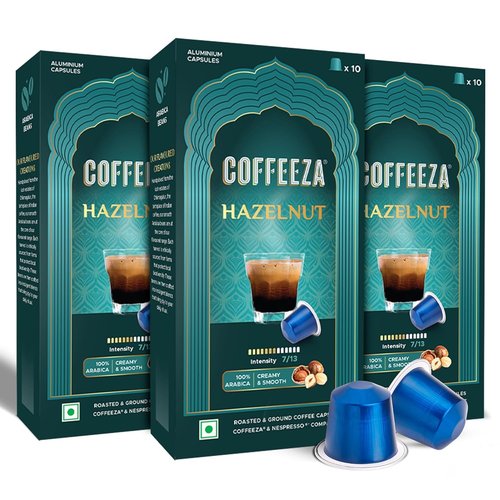 Coffeeza Espresso Coffee Pods - Hazelnut Medium Roast | Compatible with Nespresso Machines - 30 Pods