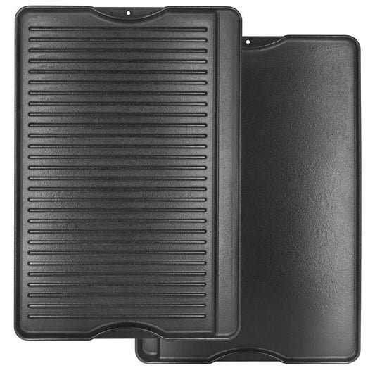 Criditpid Flat Griddle Top Plate Replacement Parts for Gas Stove, Charcoal, Electric, Propane, Gas Grill, 16” x 24” 2-in-1 Reversible Pre-Seasoned Cast Iron Cooking Griddle for Camping Tailgating.