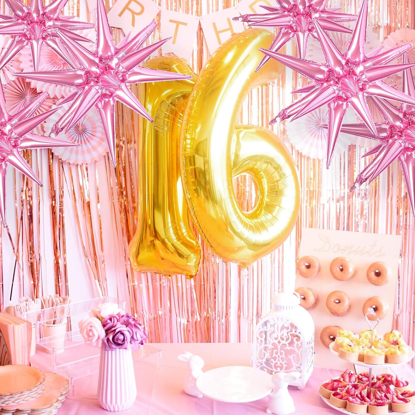 PartyWoo Pink Star Foil Balloons - 6-Piece Mylar Set for Birthday, Gender Reveal & Wedding Decor | 22-Inch