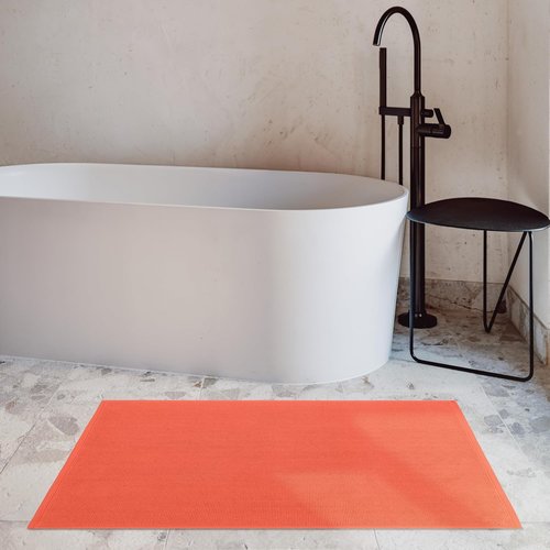 Cotton Paradise 100% Cotton Bath Mat - Soft, Absorbent, Non-Slip | Quick Dry, 20x34 Inch, Coral