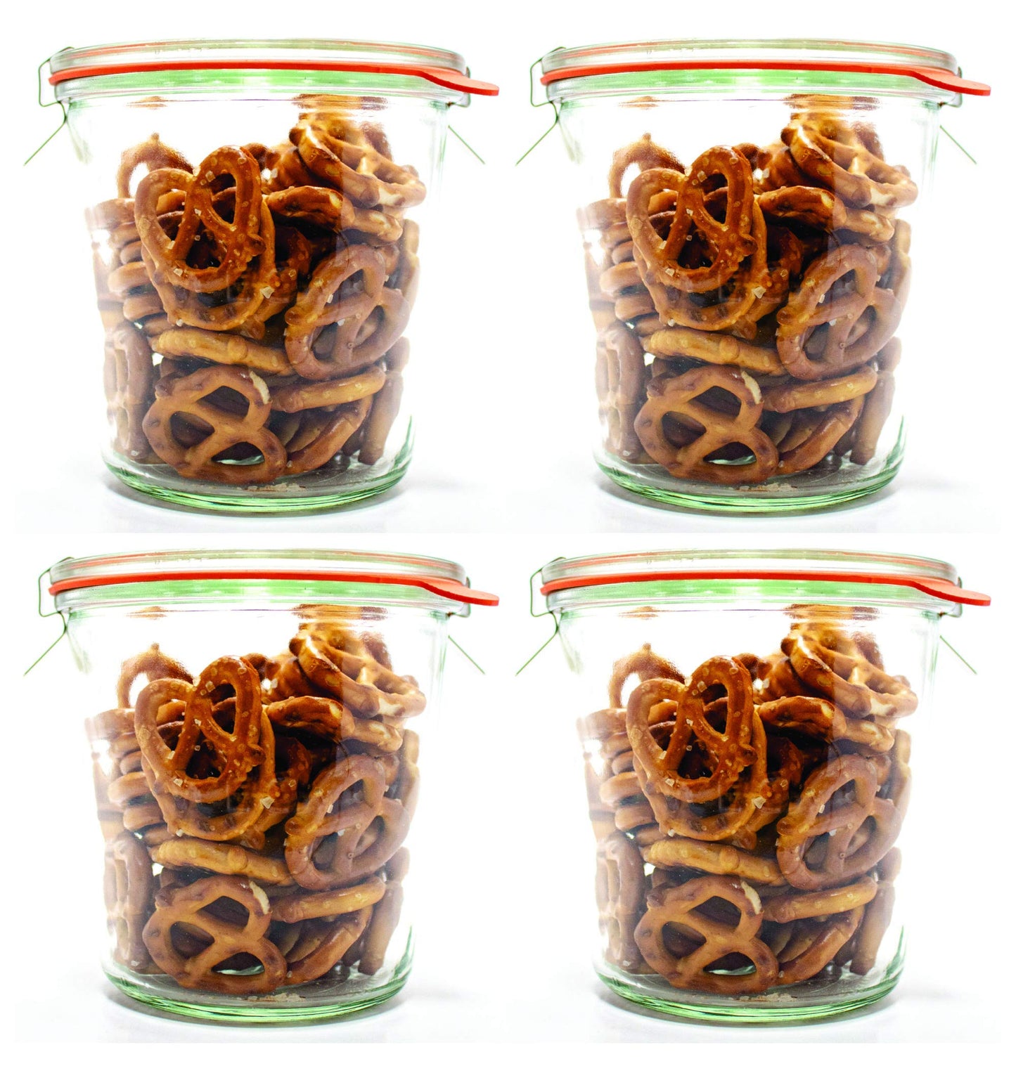 Weck Einmachgläser 742-19 6 fl. oz Weck Formgläser aus transparentem Glas – Umweltfreundliches Einmachglas – Frischhaltedosen mit Deckel luftdicht – 1/2 Liter Gläser Set – 4 Stück Gläser mit Deckel