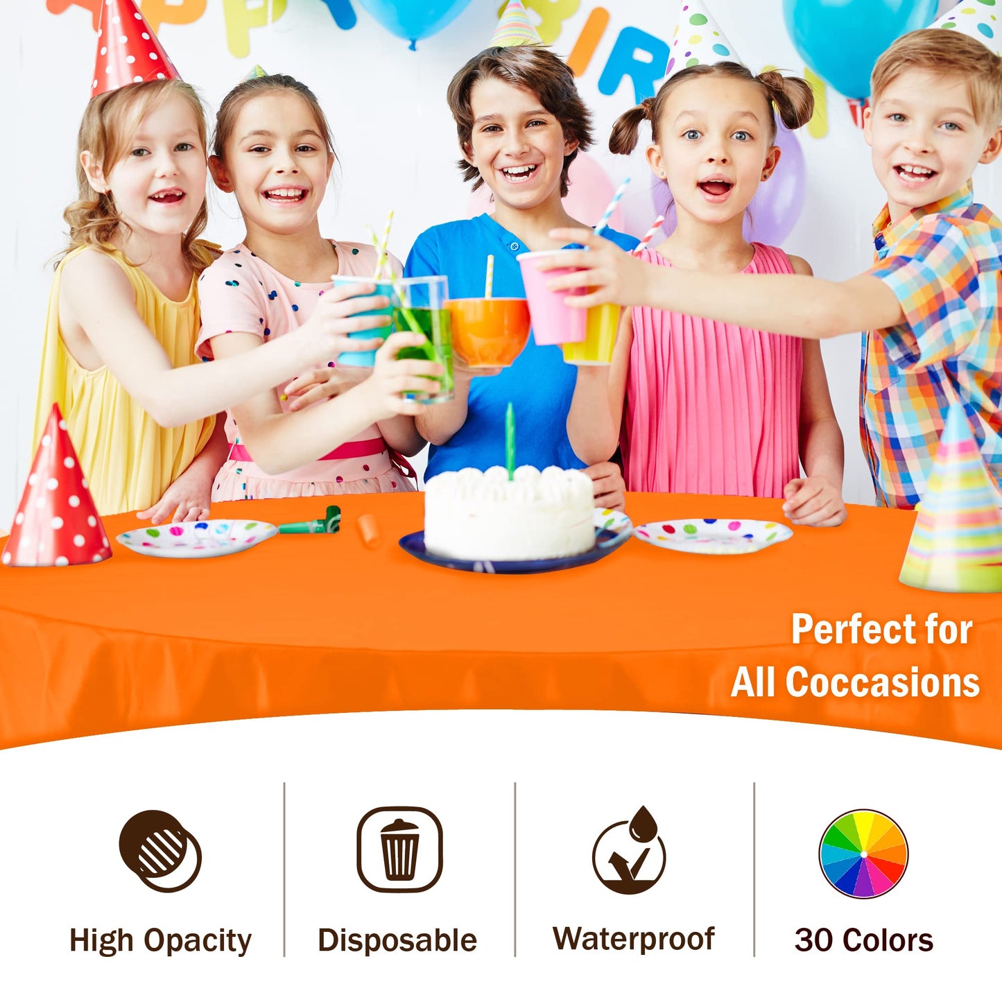 Exquisite 12-Pack Premium Plastic 84-Inch Round Tablecloth, Orange