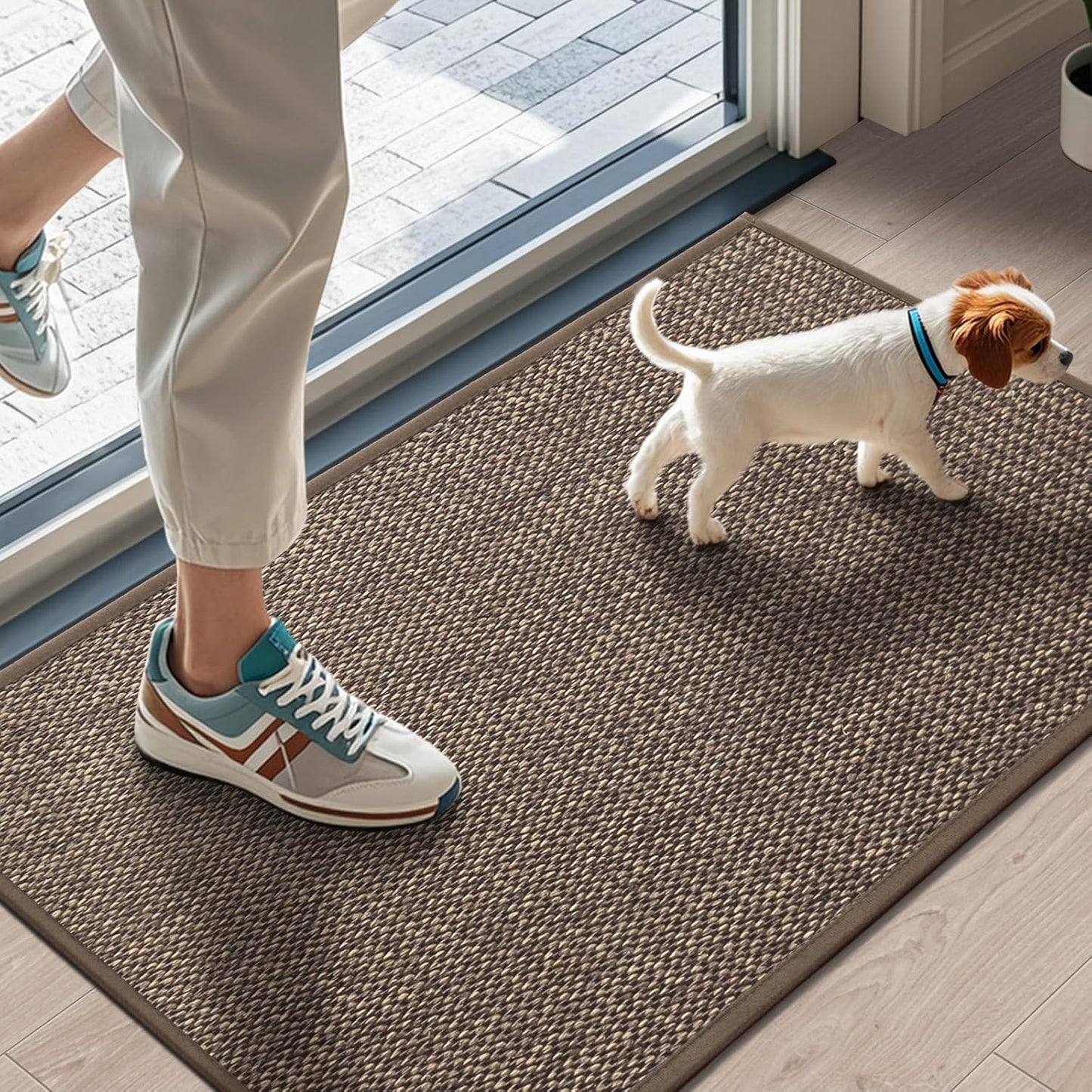 LEKEEPGO Non-Slip Indoor Door Mat - Washable, Absorbent, Low-Profile | 17"x29", Brown