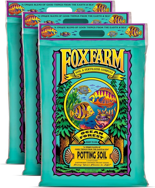 FoxFarm Ocean Forest Potting Soil - Light & Aerated Mix with Fish Meal & Earthworm Castings | 2 x 12 Quart for Houseplants & Seedlings