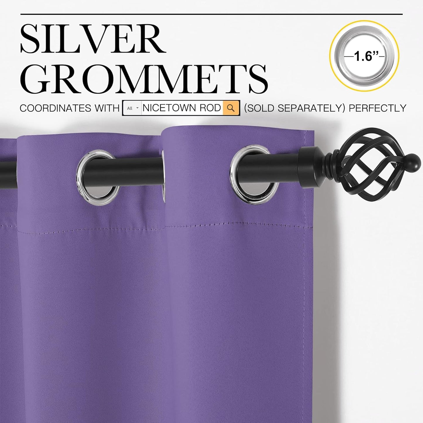 NICETOWN Blackout Curtains - Lilac Purple, 102" Long x 55" Wide, 2 Pieces | Sound Reducing & Thermal Insulation for Modern Spaces