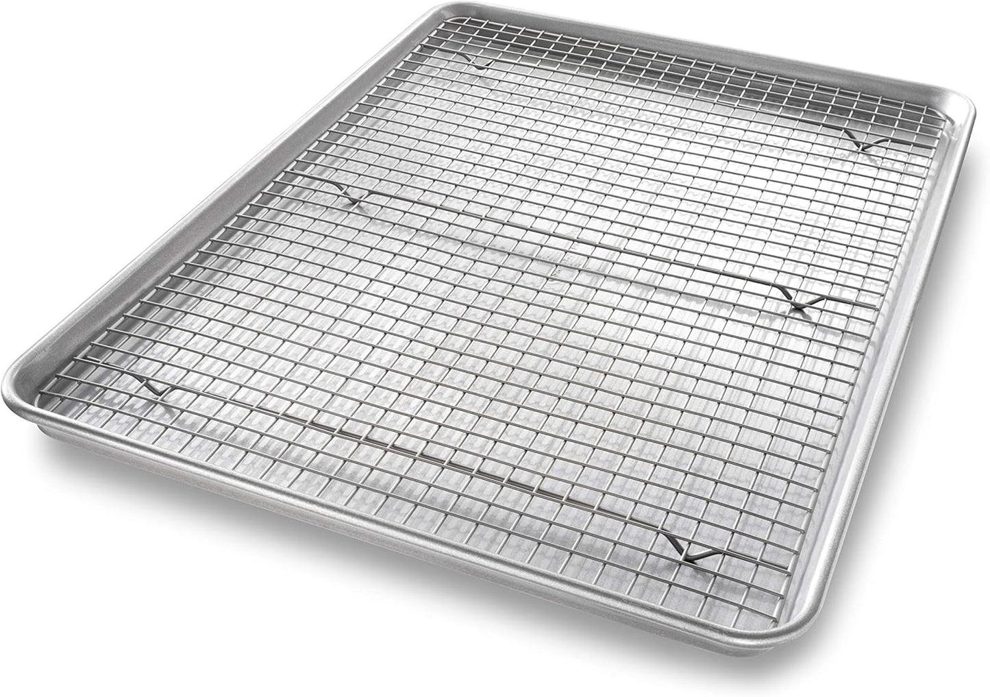 USA Pan Extra Large Baking Sheet Pan Set - Nonstick Bakeable Cooling Rack | XL Metal Design