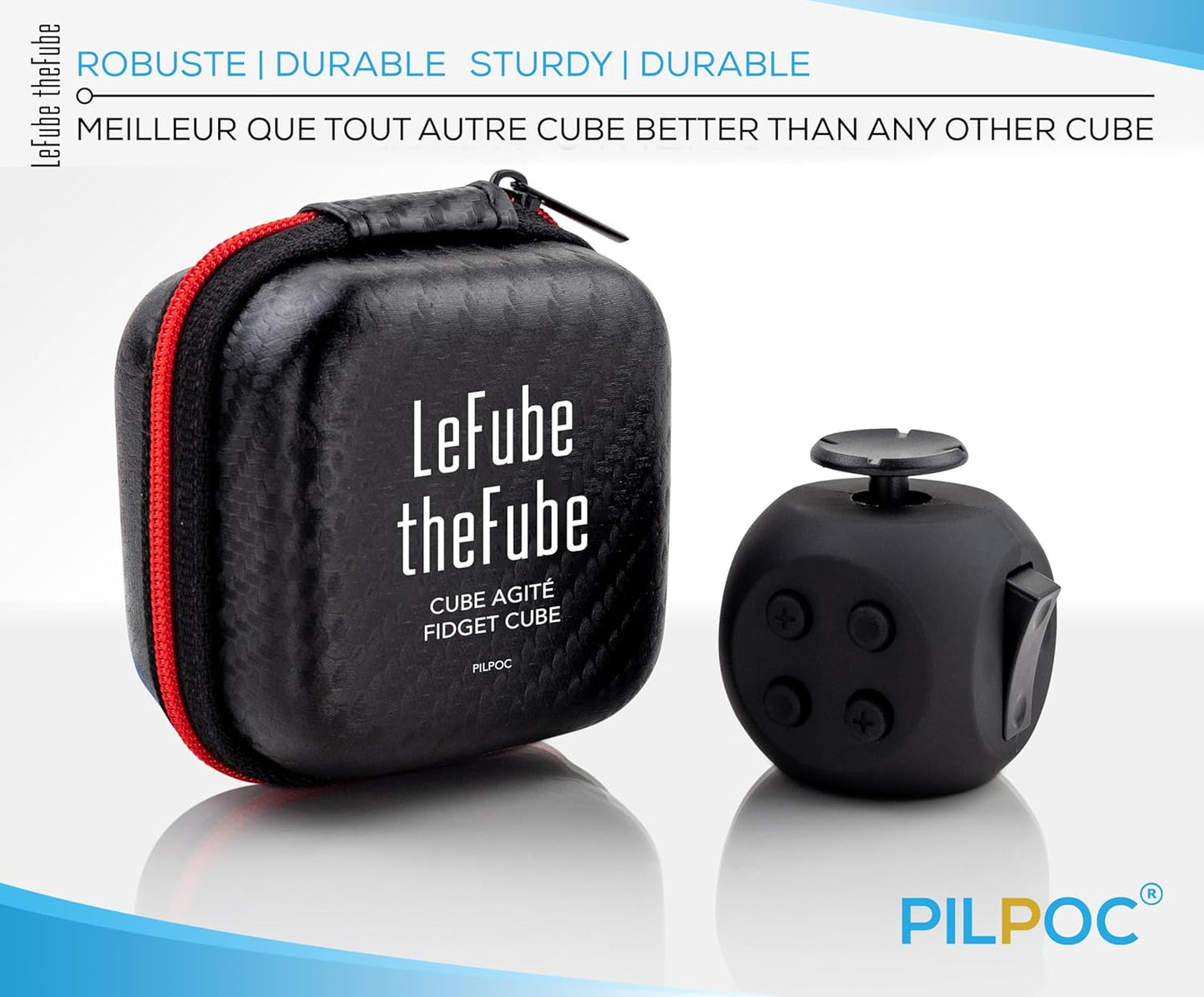 PILPOC Fidget Cube - 6-Sided Stress Relief Toy for Adults & Kids | Boosts Concentration (Midnight)