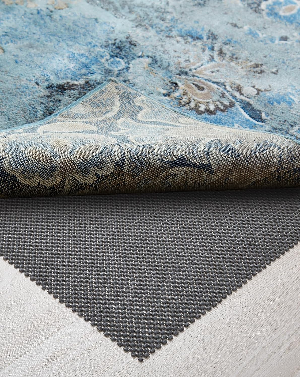 Veken Non-Slip Runner Rug Pad - Thick 2x10 Ft Gripper for Hardwood & Tile Floors - Dark Grey Anti-Skid Mat
