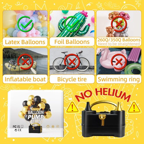 Bezente Balloon Pump Electric, Portable Balloon Inflator Pump Electric Air Pump for Balloons Dual Nozzle Electric Balloon Pump for Birthday Wedding Graduation Party Decorations