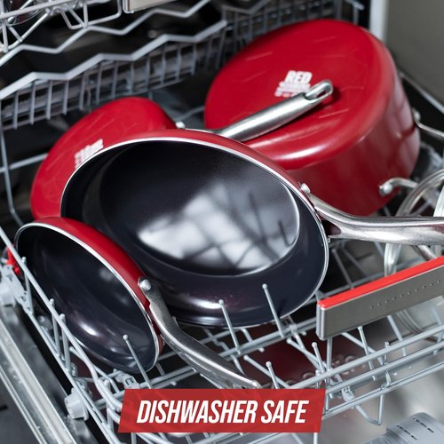 Blue Diamond 12" Nonstick Frying Pan - Diamond Infused Ceramic, Dishwasher Safe, Red Color