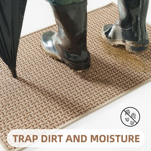Dirt Trapper Door Mat - Non-Slip, Washable Entrance Mat | 24"x35", Absorbent & Dirt Resistant, Brown