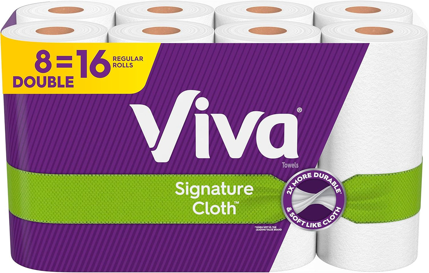 Viva Signature Cloth Paper Towels - Choose-A-Sheet, 8 Double Rolls (94 Sheets Each)