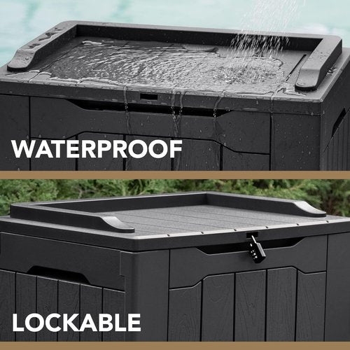Devoko 30 Gallon Waterproof Resin Deck Box - Outdoor Storage for Patio Furniture & Garden Tools | Black
