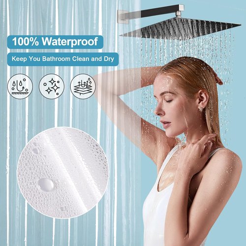 EurCross 9G Clear Shower Curtain Liner - Heavy Duty PEVA Plastic, 72 x 78 Inches, 5 Magnet Weights & 12 Hooks