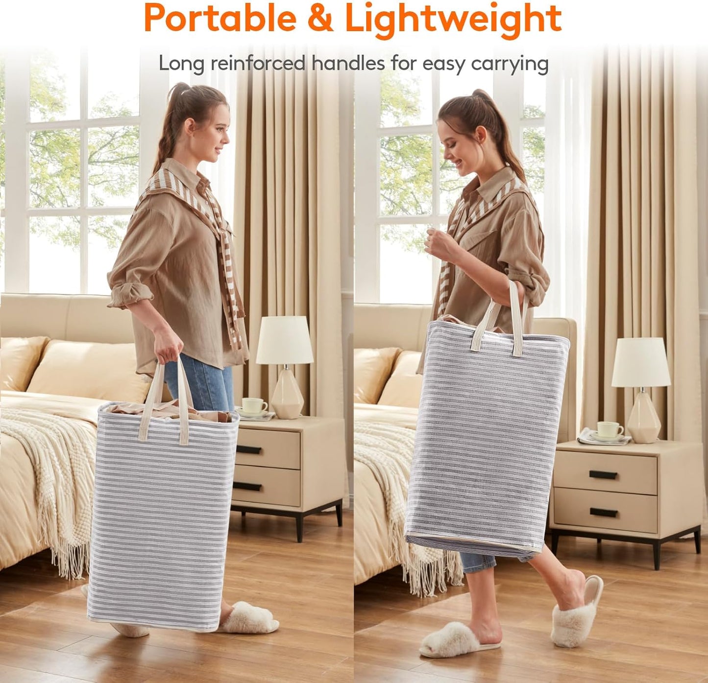Lifewit Laundry Basket - 65L Collapsible Hamper with Reinforced Handles | Waterproof Design - Grey (2 Pack)