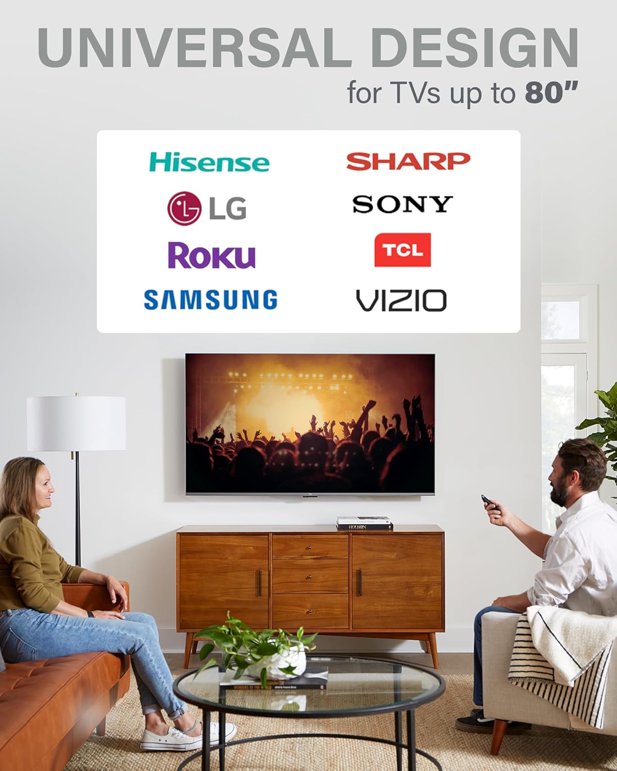 SANUS Low Profile TV Wall Mount | Universal Fixed Bracket for 40" to 80" TVs - Slim 1” Design - Easy 3-Step Installation